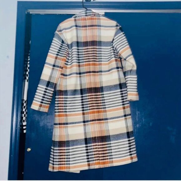 Elie Tahari Coat Cloverleaf Notch Lapel Jacket Spicy Sapphire Plaid Size 6 $70 - Picture 3 of 7